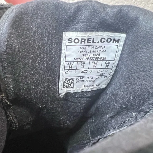 Sorel Madson II Moc Toe Waterproof Boot Coal Mens Size 14 - Picture 4 of 6